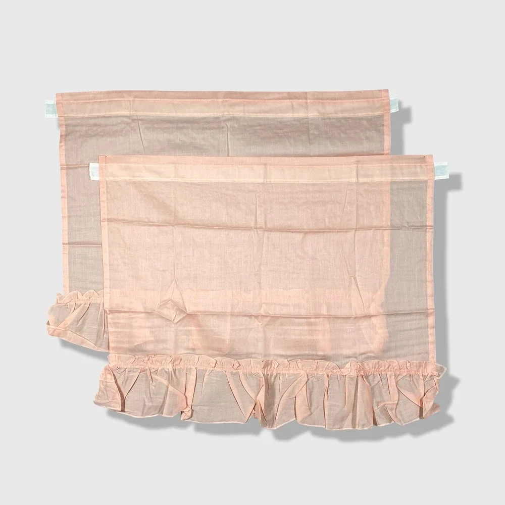 Unbranded‎ Ruffle Cafe Curtains Panels Home Pink Shabby Chic Cottagecore 4pc Set